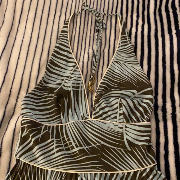 ABS By Alan Swartz Palm Print Halter Dress Size 4 - Picture 6 of 12